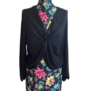 Women's Deep V T-Shirt Sexy Twist Front Blouse Long Sleeve Crop Top